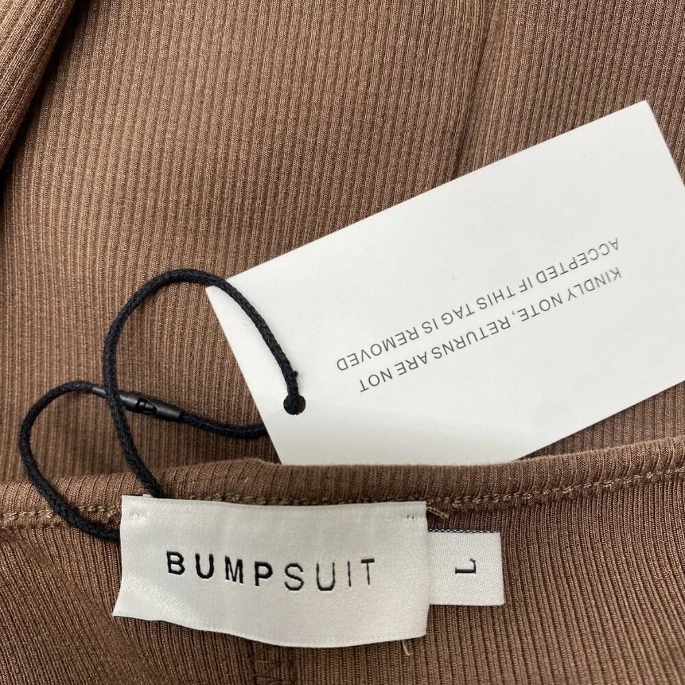 NEW BUMPSUIT Sculpting Rib Soft Maternity Unitard Jumpsuit – Brown – Size L - Picture 3 of 12